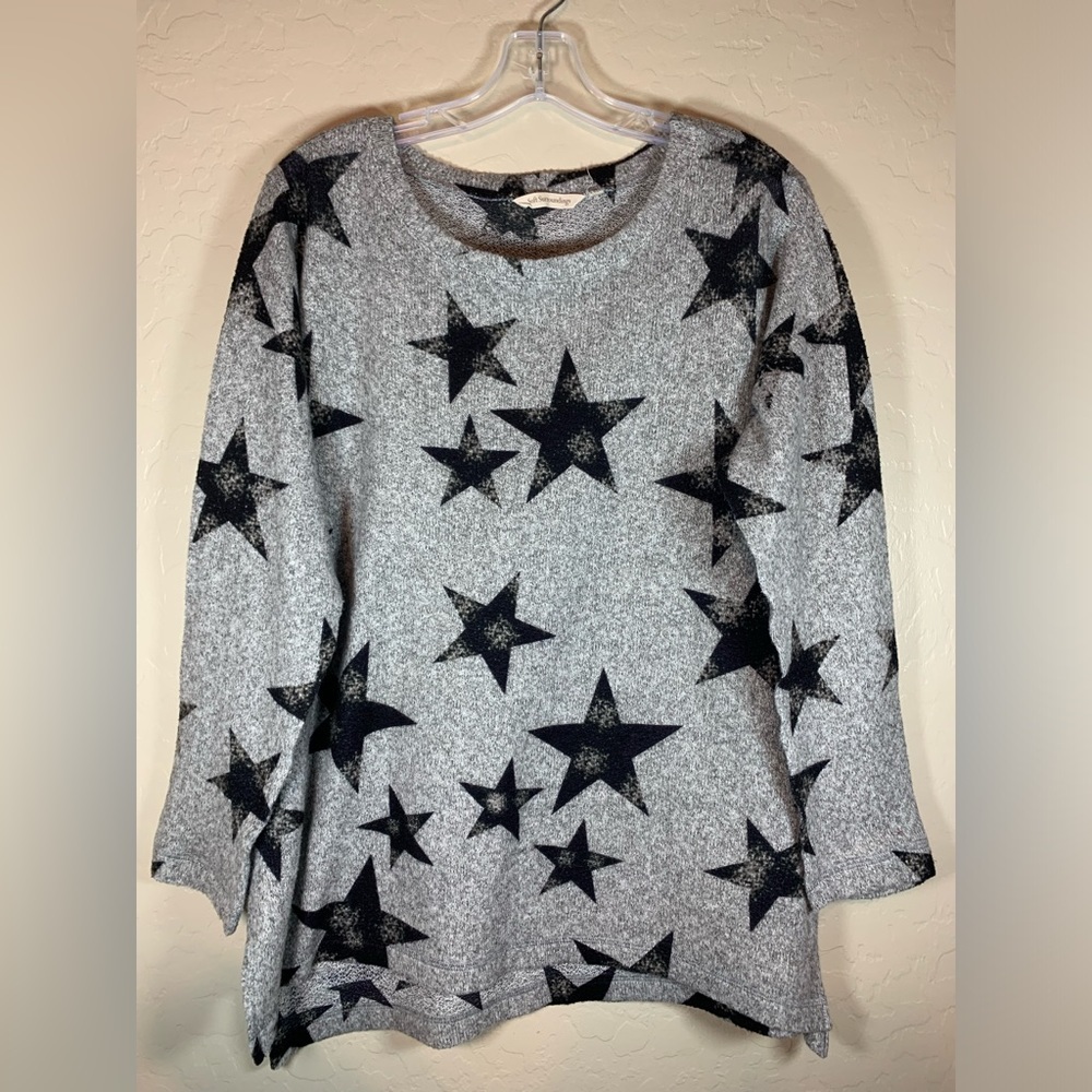 Soft Surroundings Gray and Black Star Sweater